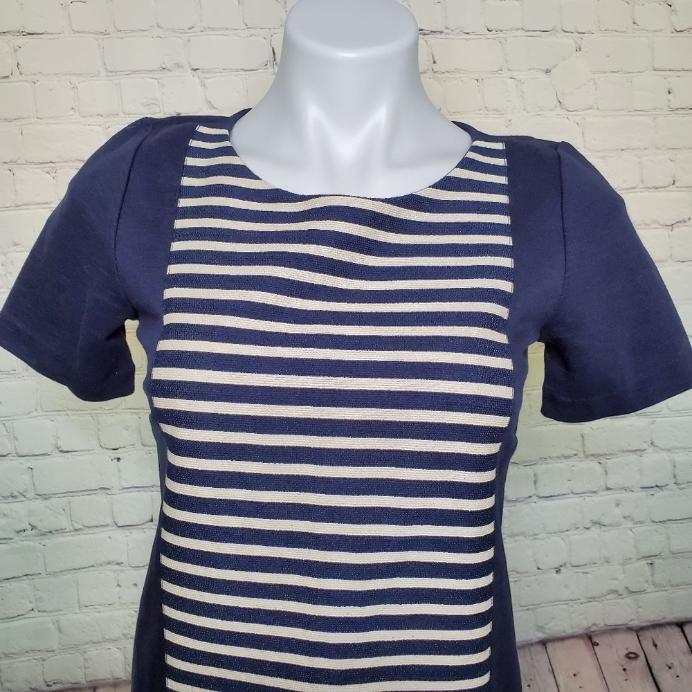 J.Crew Navy Blue & Off White Stripe Nautical Dress Size 0 - Picture 2 of 8